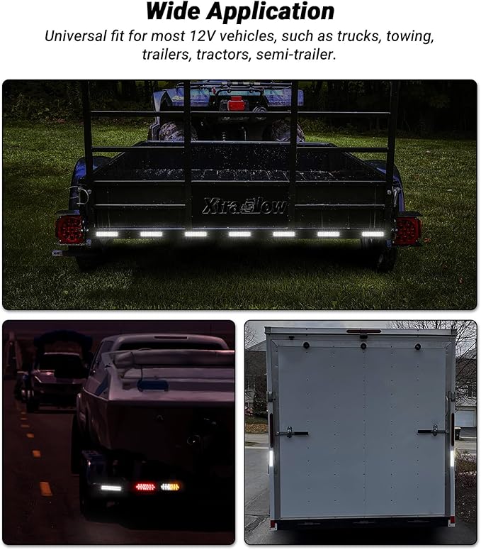 Aluminum Housing White 24LEDs Trailer Backup Reverse Light Surface Mount 7.5 inch Bar Strip Truck Bed Lights of Pickup Tractor Camper IP67 Waterproof 2Pcs