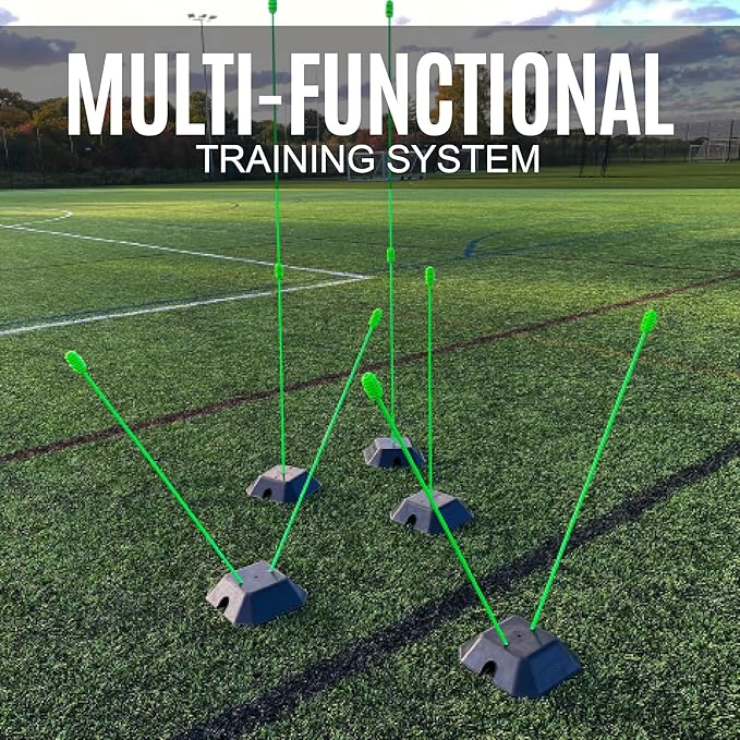 QUICKPLAY PRO Agility Poles (10x Adjustable 3ft to 6ft) for Turf & Court Training