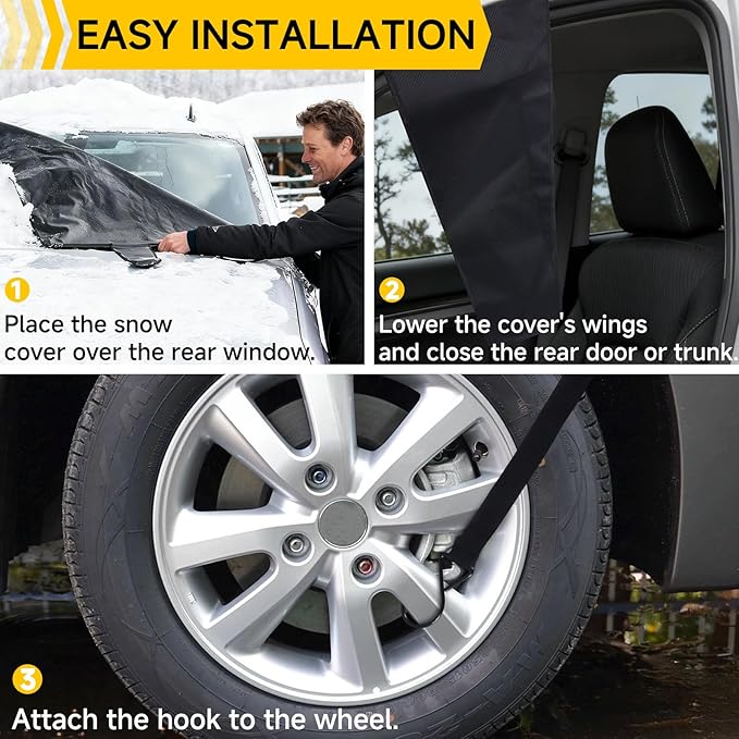 Rear Windshield Cover for Ice and Snow, Back Windshield Cover, Car Snow Cover Rear Window Cover Universal Fit for Most Vehicle Medium (Rear Cover)