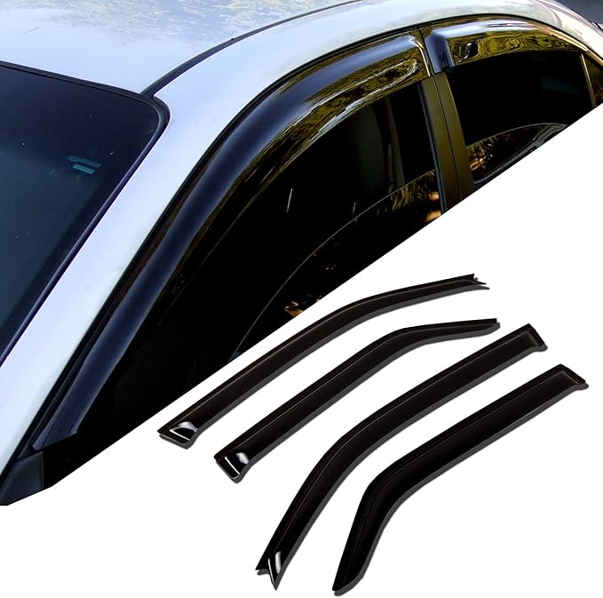 TuningPros WD-194 Tinted Smoke Out-Channel Window Visor Deflector Rain Guard 4-pc Set