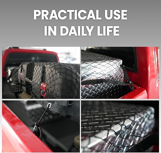 Rockland Heavy Duty Bungee Cargo Net for Pickup Truck Bed, 6.5' x 4.5' Stretches to 9.75' x 6.75', Mesh Square Netting with 6 Hooks, Truck Bed Netting, for Rooftop Cargo Carrier, Hitch Cargo Carrier