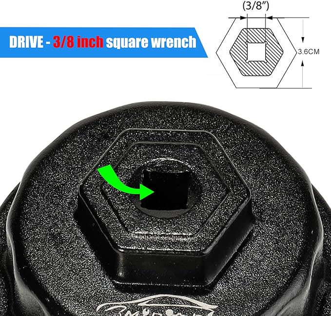 3mirrors Oil Filter Wrench Oil Filter Removal Tool Compatible with Toyota Lexus Scion RAV4 Camry Tundra Highlander Sienna Prius 2.5-5.7L Engine with 64mm Cartridge Style Oil Filter System