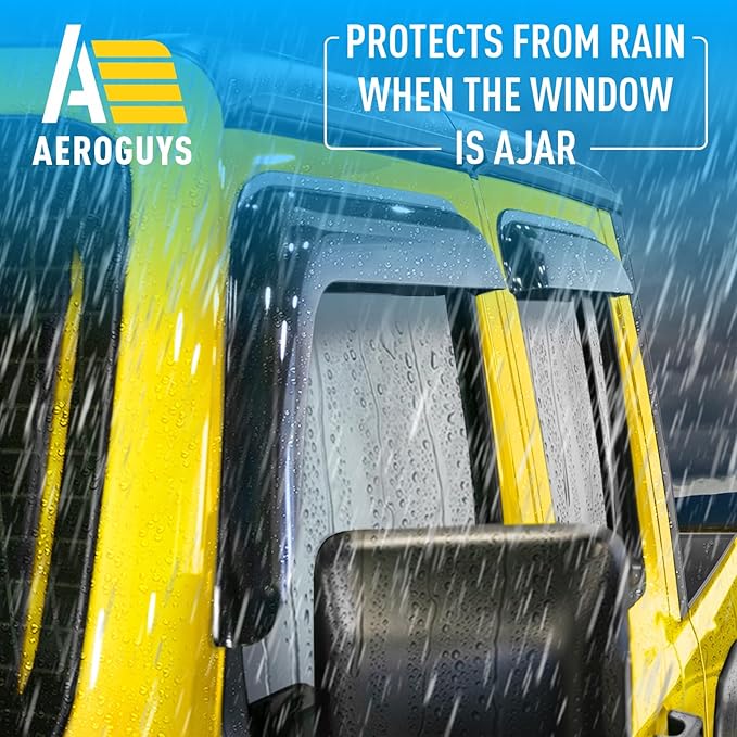 Extra Durable Window Deflectors Tape-On Window Visors Rain Guards Fit for Jeep Gladiator 2020-2026, Sun Visors, Wind Vent for Shades, Exterior Car Accessories - 4pcs. AG0545