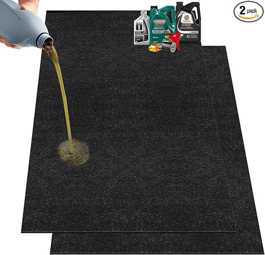 36" x 60" Oil Drip Mat for Garage Driveway, Reusable Rubber Floor Oil Spill Leak Absorbent Pads for Motorcycle Car Oil Leak Stain Resistant(2pcs)