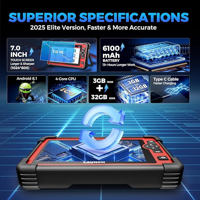 LAUNCH X431 CRP919E OBD2 Scanner, 2025 Bidirectional Scan Tool As CRP919EBT, ECU Code, 35+ Services, Active Test, All System Diagnose, CANFD & DOIP, FCA SGW, Android 10.0, 160+ Brands, 2 Year Update