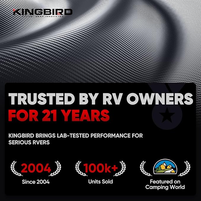 KING BIRD Oxford Fabric Travel Trailer RV Cover, 600D Oxford Camper Cover 30-33 ft Tearproof Waterproof Windproof Travel Trailer Cover with 2Pcs Extra Straps, 6 Gutter Covers & 4 Tire Covers