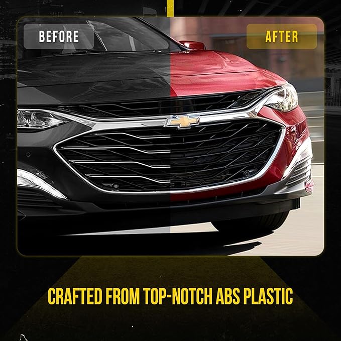 Gloss Black Chrome Delete Front Grille | Car Grille Cover | Grille Insert | Trim Overlay | Compatible with 2019-2025 Chevrolet Malibu | ABS6504BLK