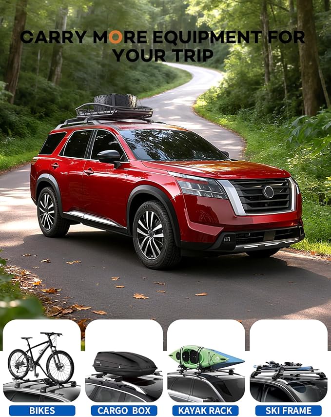 Lockable 300lb Roof Rack Cross Bars Compatible with Nissan Pathfinder 2022 2023 2024 2025 SV SL Platinum with Raised Side Rails, Heavy Duty Aluminum Roof Rails Crossbars