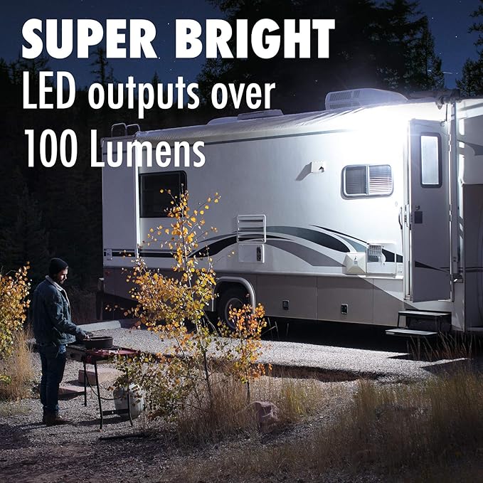 Lumitronics RV 12V LED Exterior Porch Utility Light, Clear & Amber Lenses (Black)