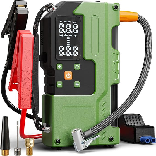 WELLLUCK Jump Starter with Air Compressor, 6000A Car Battery Jump Starter Portable (All Gas/10L Diesel) with 150PSI Auto-Shutoff Tire Inflator, 12V Charger Booster, LED Light