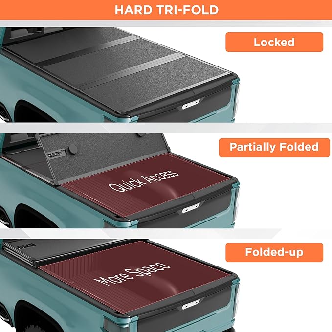 Hard Tri Fold Truck Bed Tonneau Cover Compatible with Chevy Silverado GMC Sierra 1500 New Body Style 2019-2025,Fits 5.8 ft Bed