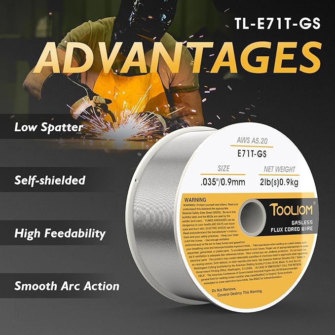 TOOLIOM E71T-GS .035" Diameter 2-Pound Spool Flux Core Self-shielded Carbon Steel MIG Welding Wire