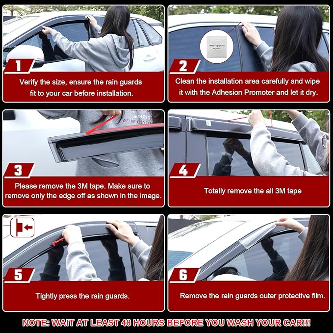 Extra Durable Rain Guards Fit for 2019-2025 Toyota Camry, Tape-on Side Window Deflectors 19 20 21 22 23 24 25 Camry Wind Deflectors Rain Guard Black - 4 PCS