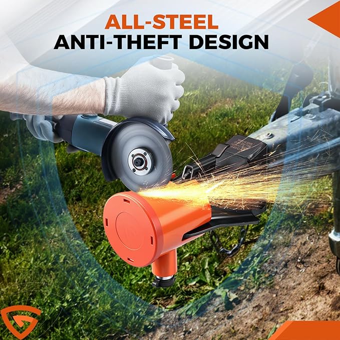 2-5/16" Heavy Duty Trailer Hitch Lock, Anti-Theft Ball Coupler & Safety Chains Lock for RV, Pop-Up Camper, Boat, Truck, Motorcycle, ATV, UTV, Flatbed, Cargo, Dump, and Utility Trailers