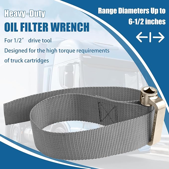 Abode Heavy-Duty Oil Filter Strap Wrench for With Diameters Up to 6-1/2 inches Heavy-Duty Oil Filter