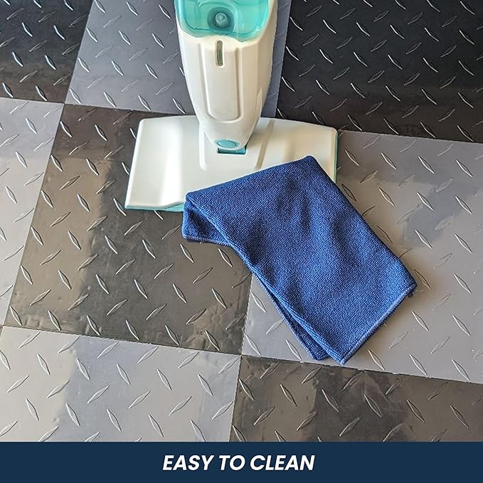 FlooringInc's Nitro 12"x12" Snap-Together Garage Flooring Tiles, Non-Slip Interlocking Plastic Floor Mat, Coin Pattern, Shelby Blue, 12 Tiles, 12 Sq/Ft