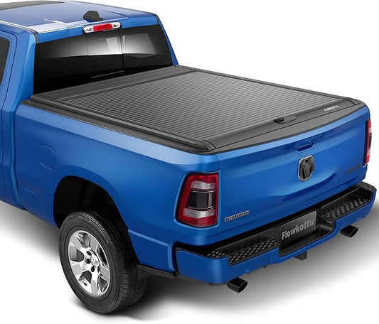 Retractable Hard Tonneau Cover Fits 2009-2025 Dodge Ram 1500 6'4'' Truck Bed (Classic & New Body)| No Fit W/RamBox or Stepside Model/Multi-Function (Split) Tailgate (Ram 1500, 6.4 FT)
