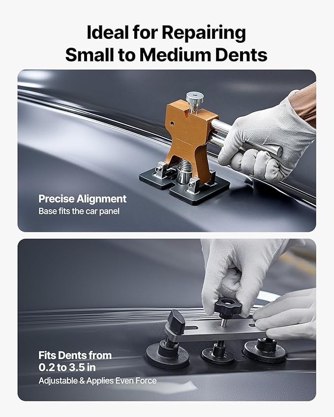 VEVOR Dent Puller Kit, 100 PCS Paintless Dent Removal Kit with Golden Lifter, Bridge Puller, Slide Hammer T-Bar, Glue Gun, Auto Body Hail Damage Remover Tools for Car Refrigerator Door Ding Repair