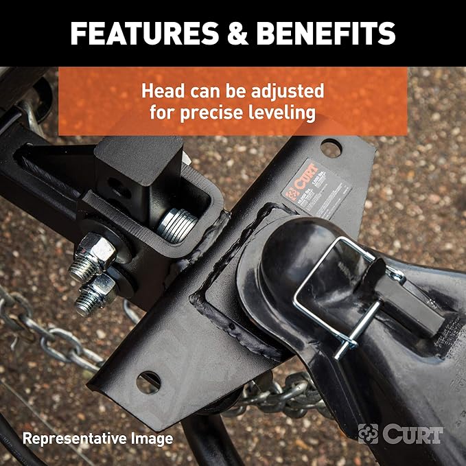 CURT 17063 Round Bar Weight Distribution Hitch with Integrated Lubrication and Sway Control, Up to 14K, 2-In Shank, 2-5/16-Inch Ball