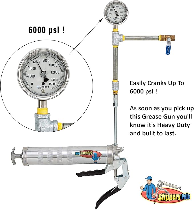 Slippery Pete Pistol Grip Grease Gun - Long Lasting Heavy Duty Steel Construction - Lubricate Tractors, RV's and Cars - Uses 14 Ounce Grease Cartridges