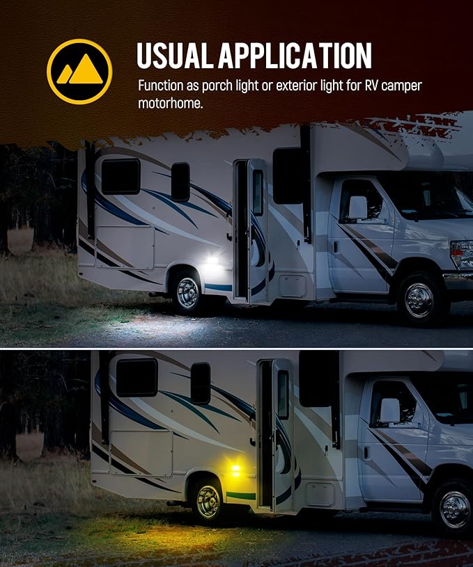 Partsam Oval LED RV Porch Light with Swith, Exterior Utility Light Replacement for Camper Motorhome Trailer, Black Base w/Snap-on, Clear and Amber Lenses Included