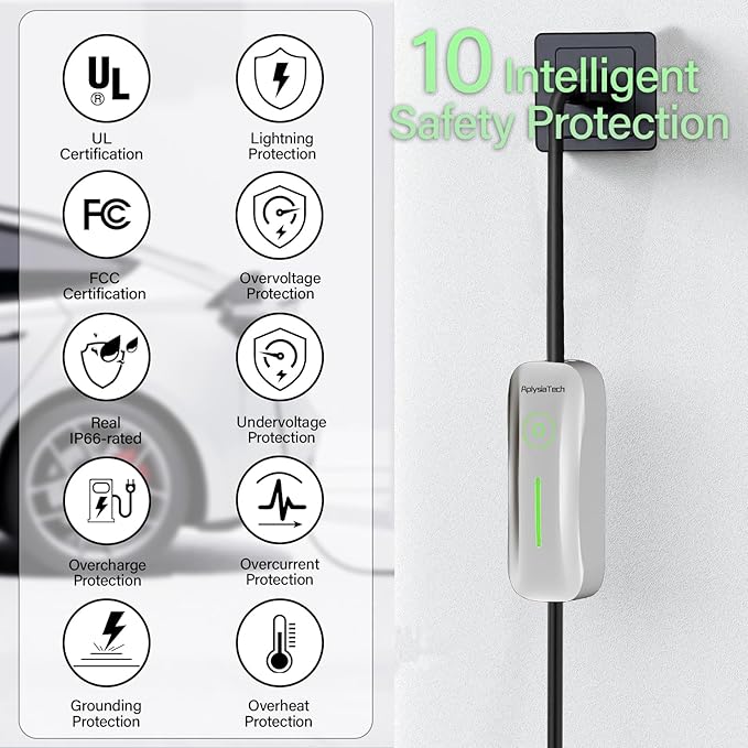 Level 1 EV Charger for Tesla(Only), 15A 110V NACS Connector with 21ft Cable,Nema 5-15 Plug Home Portable Wall Charger for Model Y/3/S/X, Max 1.65KW Power Tesla Charging Station