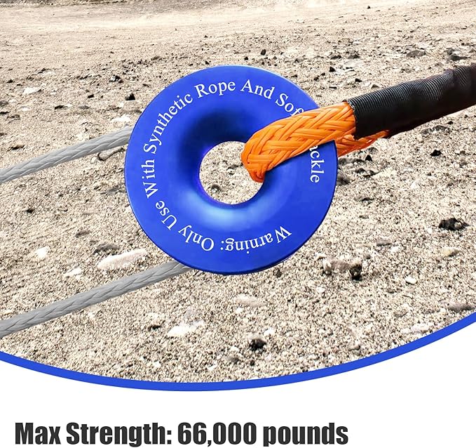 Recovery Ring 66,000 lbs for Winch Snatch Compatible for SUV UTV ATV Off-Road Vehicle and Truck Pulley Towing Ring for Synthetic Rope and Soft Shackle - Blue