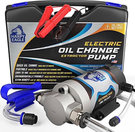 Harpy Eagle Electric Oil Change Extractor Pump 12/24V 100W, Oil Сhange Fluid Extractor Suction Transfer Pump Portable for Automotive, Cars, Boats, Motorcycle,Trucks with Storage Case/Patent Pending