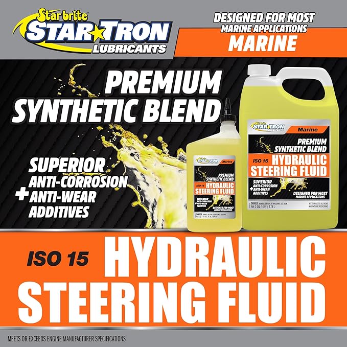 Star Tron Premium Synthetic Blend Hydraulic Steering Fluid, ISO 15, Marine-Grade