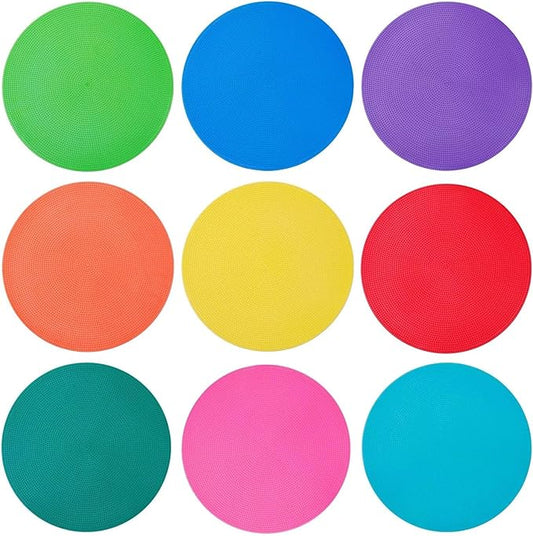 Spot Markers 9 Inch Non Slip Rubber Floor Markers Flat Field Cones Poly Dots for Classroom Dance Sports Soccer Basketball Speed Agility Training (5&9 Colors)