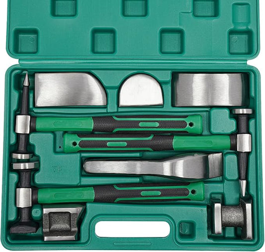 9-Piece Auto Body Hammer and Dolly Kit, Dent Repair Tool Set for Cars, No Panel Removal Needed, Protects Original Paint