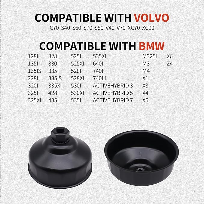86.4mm 16 Flutes Oil Filter Wrench Compatible with BMW with 86mm Cartridge Style Filter Housing Caps, Oil Filter Housing Cap Removal Tool To Change Oil, Oil Filter Socket Wrench Kit