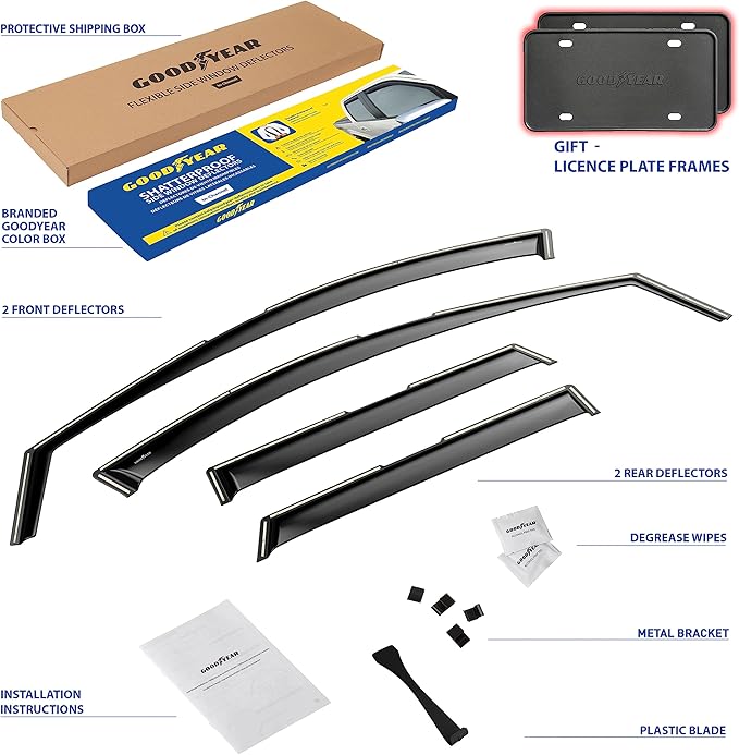 Goodyear Shatterproof in-Channel Window Deflectors for Hyundai Santa Cruz 2022-2026, Rain Guards, Window Visors for Cars, Vent Deflector, Car Accessories, 4 pcs - GY007896
