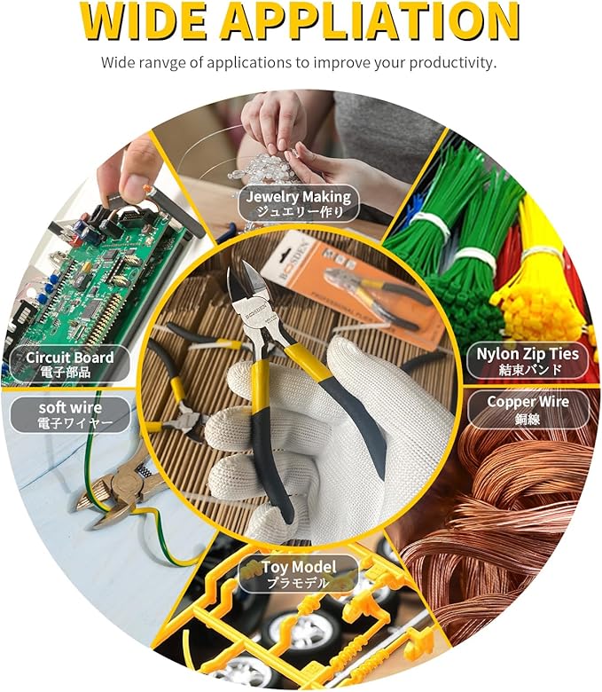 BOOSDEN 5" Wire Cutters, 5 Pack, Precision Cutting Pliers, Ultra Sharp Wire Snips Wire Clippers, Spring Loaded Flush Cutter, Diagonal Cutting Pliers for Jewelry Making Crafting, Wire Cutters Set