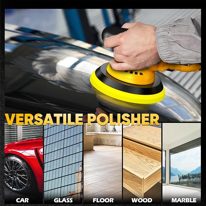 Cordless Buffer Polisher Kit Compatible With De-Walt 20V Battery(No Battery), 2800-5800RPM High Power Orbital Car Polisher with Variable Speed, 21PCS Polishing Accessories, for Car Polishing/Waxing