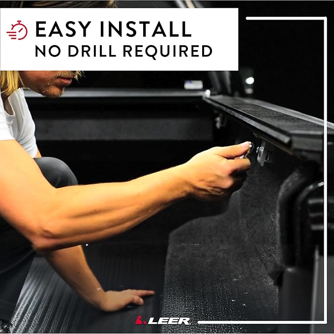 LEER ROLLITUP Retractable Truck Bed Tonneau Cover for Toyota Tacoma Double Cab, Years 2016-2023, 5'1" Truck Bed, Black