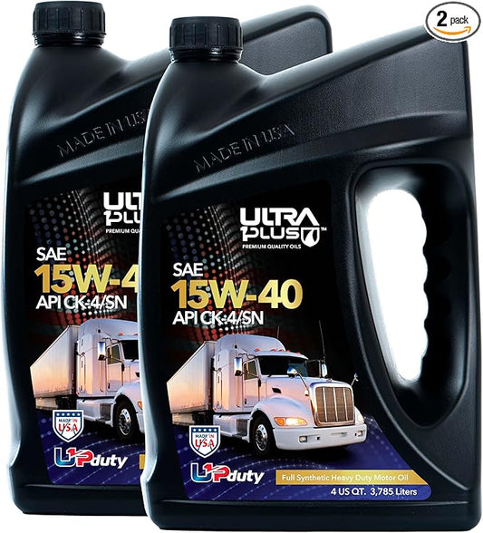 ULTRA 1PLUS SAE 15W-40 Full Synthetic Heavy-Duty Diesel Engine Oil - 15W 40 Motor Oil API CK-4/SN (2 Gallons)