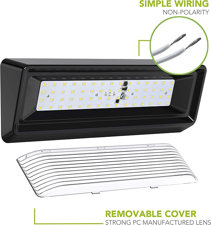 Leisure LED RV Exterior Porch Utility Light XL 12v 650 Lumen Lighting Fixture. Replacement Lighting for RVs, Trailers, Campers, 5th Wheels Black Base Clear Lens (Black, 1-Pack)