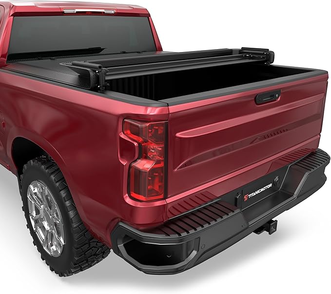 Soft Quad Fold Truck Bed Tonneau Cover Compatible for 2014-2018 Chevy Silverado/GMC Sierra 1500, 2015-2018 Silverado/Sierra 2500 3500 HD, Quadfold 5.8 ft Fleetside Truck Tonneau Covers