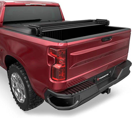 Soft Quad Fold Truck Bed Tonneau Cover Compatible for 2019-2024 2025 Chevy Silverado/GMC Sierra 1500 Fleetside New Body Style 4-Fold 5.8FT 69.3 inch