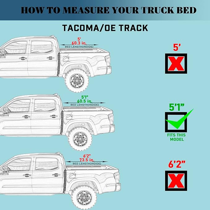 Hard Tri-Fold Truck Bed Tonneau Cover Compatible with 2016-2026 Toyota Tacoma 5ft Bed (60")