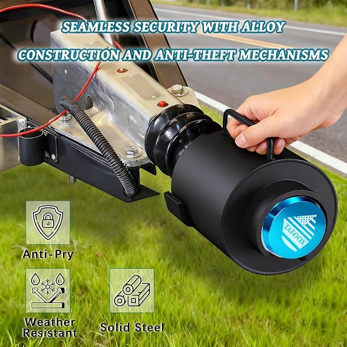 Upgraded Trailer Lock Fits 2 5/16 Inch Coupler, Heavy-Duty Trailer Hitch Locks, Pry-Resistant & Anti-Theft Trailer Coupler Lock, Accessories for Trailer/RV/Boat (Trailer Lock with Handle)