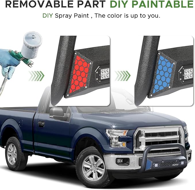 Bull Bar Fit for Ford F150 2004-2025 with LED Light & w/License Plate Bracket DIY Paintable Truck Front Bumper Brush Push Bar Front Grille Guard Protector