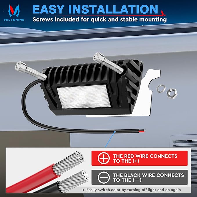 MICTUNING RV Exterior LED Porch Utility Amber/White Light 12V Each Replacement Lighting for RVs Trailers Camper, 2 Pcs
