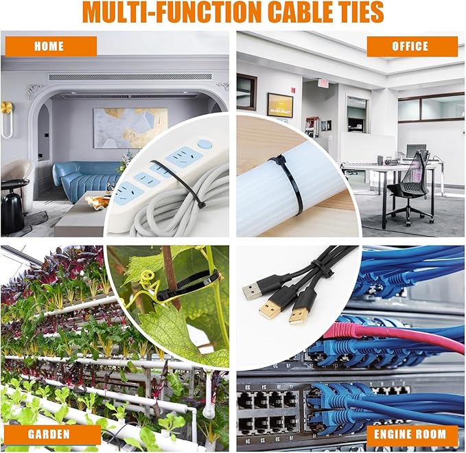 100 PCS 18 inch White Zip Ties Heavy Duty, 75LBS Tensile Strength, Self-Locking Heavy Duty UV Resistant Cable Ties for Indoor and Outdoor