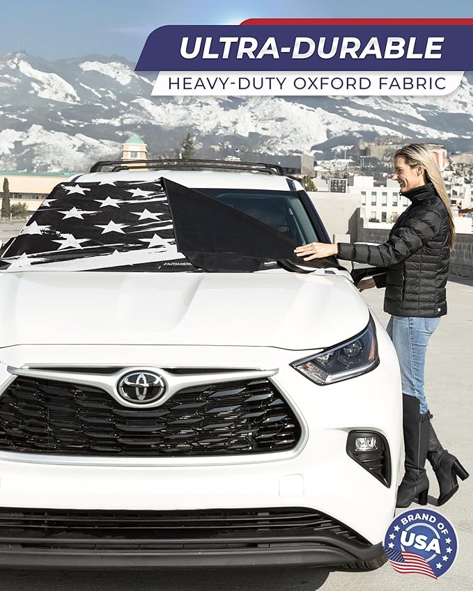 AUTOAMERICS Windshield Snow Cover - Windshield Cover for Ice and Snow - Waterproof Shield Window Protector for Car Truck SUV