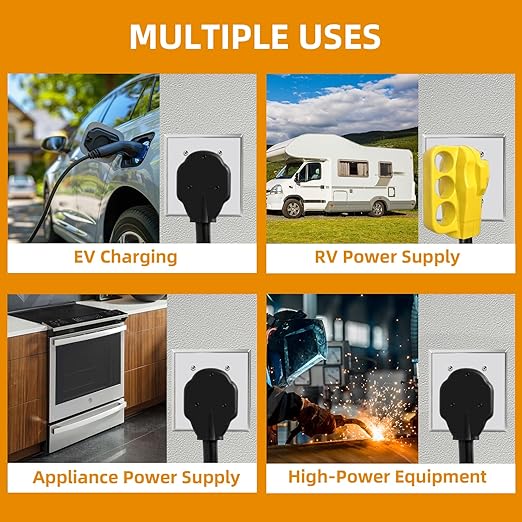 NEMA 14-50R Outlet 50 Amp EV Charging Receptacle with Wall Plate,50 Amp EV Outlet 125/250 Volt 14-50R Flush Receptacle for Electric Vehicle Charging RV Range Oven Stove,3-Pole 4-Wire,ETL Listed
