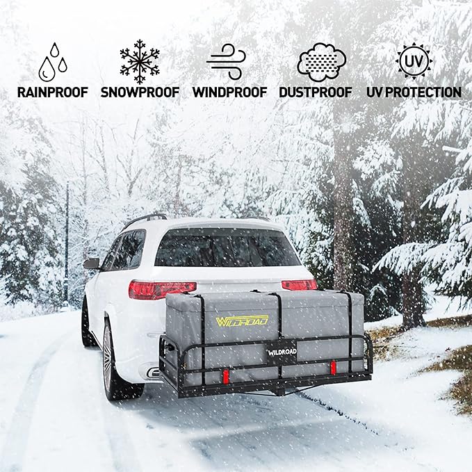 WILDROAD Hitch Cargo Carrier Bag 100% Waterproof 58.5" x 22" x 25" Hitch Cargo Bag 18.2 Cubic Feet Include 6 Reinforced Straps for Truck Pickup All Vehicle