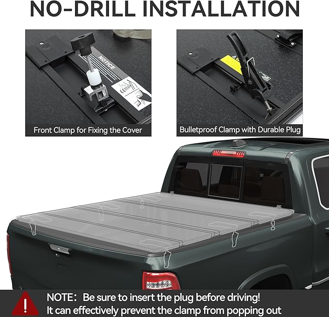 AUTOSAVER88 Hard Quad Fold Truck Bed Tonneau Cover Fit for Ford F-150 F150 2015-2025 with 5.5ft Bed Excl. Raptor Series