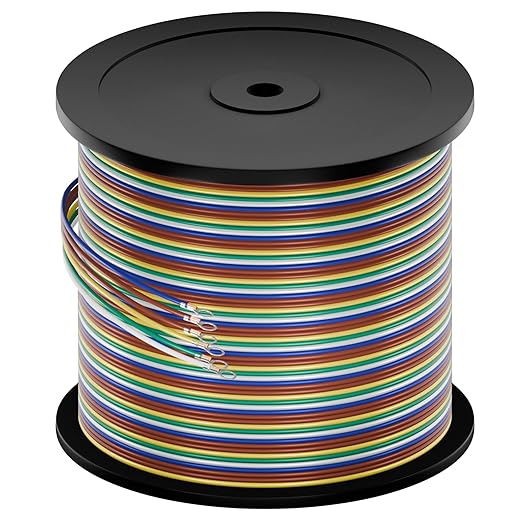 SUZCO 400Ft Enough 16AWG CCA【2-Brown-Wires】 5 Color-Coded 5-Way 6-Wire Bonded Trailer RV Camper Towing Hitch Wiriing Spool, 6-Flat Wishbone SAE J1128 for All Basic Wire Trailers